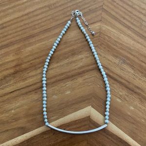 Grey pearl necklace with silver bar pendant
